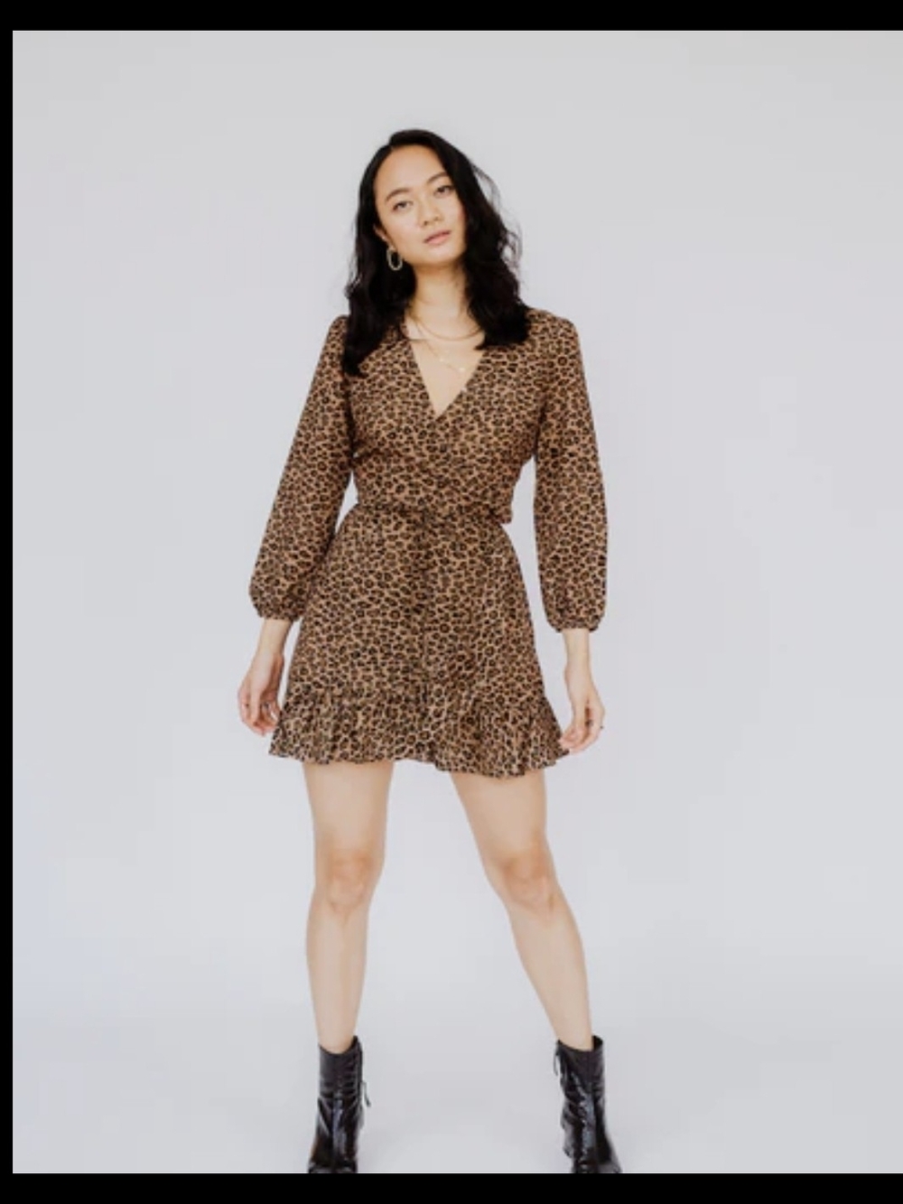 Papermoon Brown Leopard Wrap Mini Dress